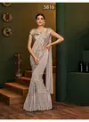 Brown Mohmanthan Carmella Exclusive Zari And Thread Embroidery Handwork Butta Lycra saree 5816
